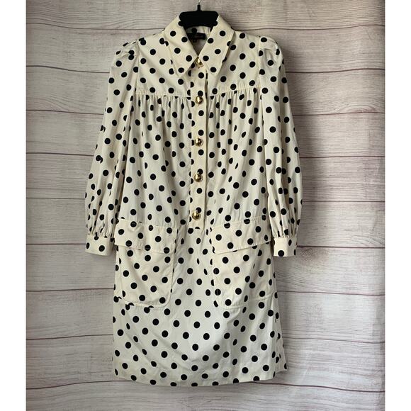 Luisa Spagnoli White and Black Polka Dot Cotton Dress 2021 Spring Size S - Picture 1 of 16